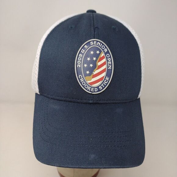 Crooked Stick Mens 2009 U.S. Senior Open Slideback Hat White Blue Adjustable - Picture 3 of 13